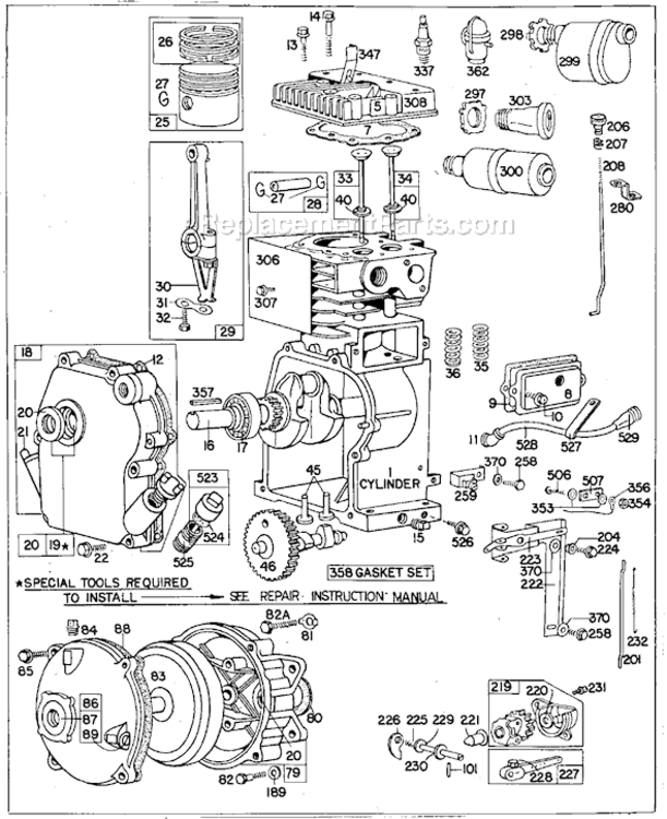Page A Diagram and Parts List for 60200  Briggs and Stratton Engine